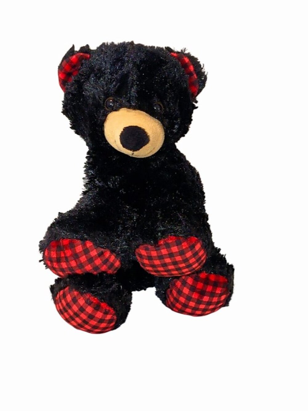 2018 Wishpets Li'l Loveable Plaid Licorice Black Bear Plush Stuffed Toy 11"